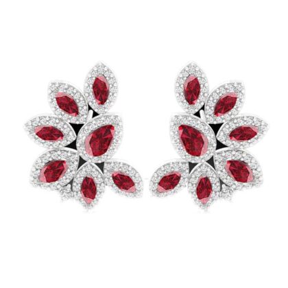 Cluster Stud Earrings ruby